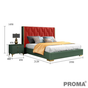 เตียงหนัง หัวเตียงสูง สไตล์โมเดิร์นลักซ์ชูรี่ Leather Bed Postmodern Style  - Proma