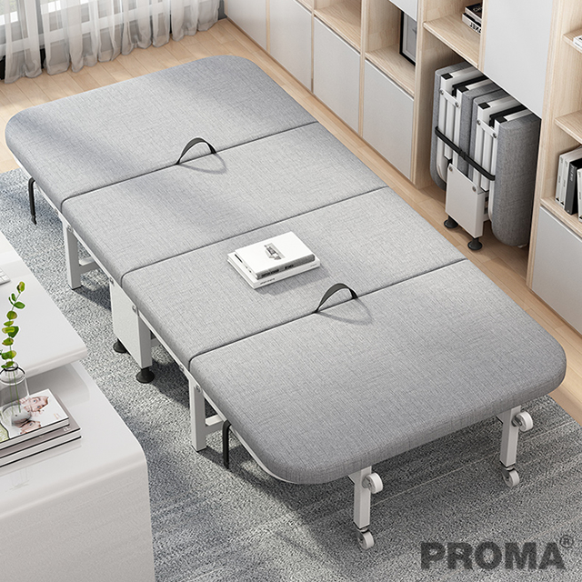 เตียงนอนพับได้ ที่นอนเหล็กพับเก็บได้ พร้อมล้อเลื่อน Folding Bed Break  Single Portable Small Bed - Proma